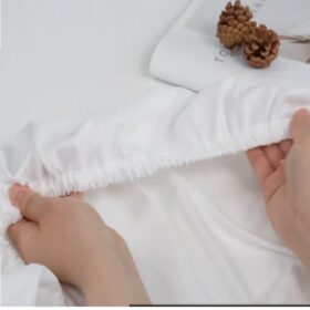 Husa de pat cu elastic 100x200+20 cm, 100% bumbac, olandina, alb