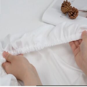 Husa de pat cu elastic 100x200+20 cm, 100% bumbac, olandina, alb