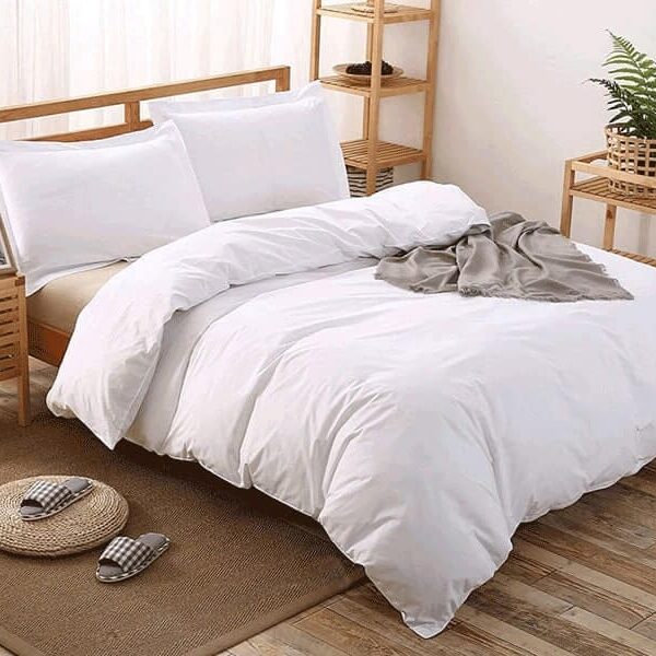 Cearceaf pilota Kotonia Home - Damasc Saten Delux 220x240 cm, 100% bumbac, alb