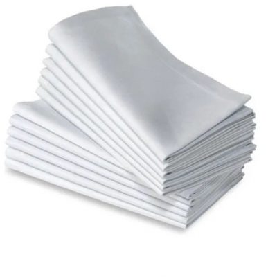 Pachet 50 servete de masa, bumbac 100%, Damasc cu latime dungi de 1 cm - 35x35 cm, alb - imagine 2