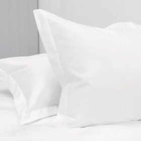 Set 2 fete de perna, 100% bumbac Percale, cu rame decorative Oxford, alb