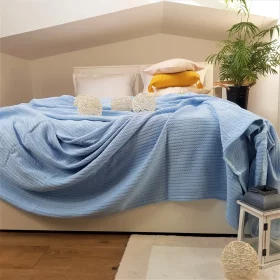 Cuvertura de pat Pique 220x240cm , bumbac 100% - Blue