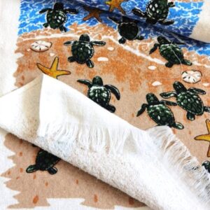 Pachet 3 prosoape bucatarie cu ciucuri, 100% bumbac, 40x60 cm, decor broscute testoase - imagine 2