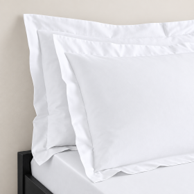 Set 2 fete de perna - Ranforce, cu rame decorative Oxford, 100% bumbac, alb