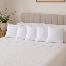 Pachet 5 fete de perna Hotel 40x40 cm, 100% bumbac, Damasc cu latime dungi de 2 cm, alb
