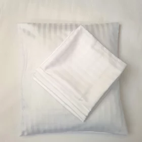 Pachet 5 fete de perna Hotel 40x40 cm, 100% bumbac, Damasc cu latime dungi de 1 cm, alb