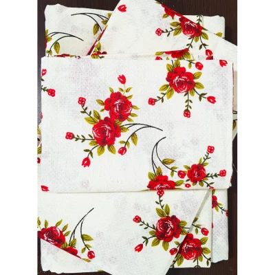 Lenjerie de pat 2 persoane, tesatura clasica neteda, 100% bumbac, decor floral - 36 - imagine 6