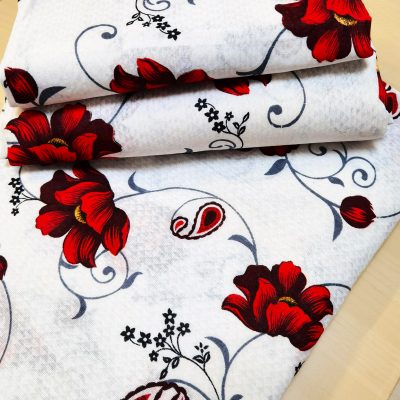 Lenjerie de pat 2 persoane, tesatura clasica neteda, 100% bumbac, decor floral - 03 - imagine 2