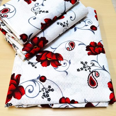 Lenjerie de pat 2 persoane, tesatura clasica neteda, 100% bumbac, decor floral - 03 - imagine 4