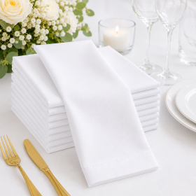Set 10 servete de masa 35x45 cm, 100% bumbac, percale, alb