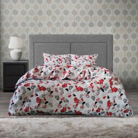 Lenjerie de pat 2 persoane, tesatura clasica neteda, 100% bumbac, decor inimioare - 02