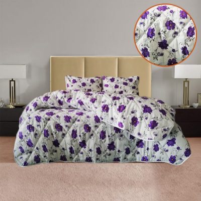 Lenjerie de pat 2 persoane, tesatura clasica neteda, 100% bumbac, decor floral - 01 - imagine 4