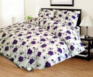 Lenjerie de pat 2 persoane, tesatura clasica neteda, 100% bumbac, decor floral - 01