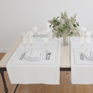 Pachet PROMO - 2 naproane decorative pentru masa - 30x140 cm, creton uni, 100% bumbac, alb