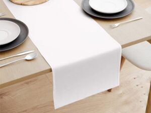 Pachet PROMO - 2 naproane decorative pentru masa - 30x140 cm, creton uni, 100% bumbac, alb - imagine 2