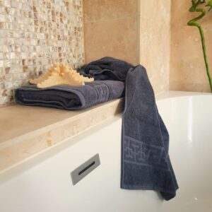 Prosop baie Greek Border Jacquard, 100% bumbac, 500g/mp - Gri antracit - imagine 4