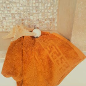 Prosop baie Greek Border Jacquard, 100% bumbac, 400 gr/mp - Mustar - imagine 3