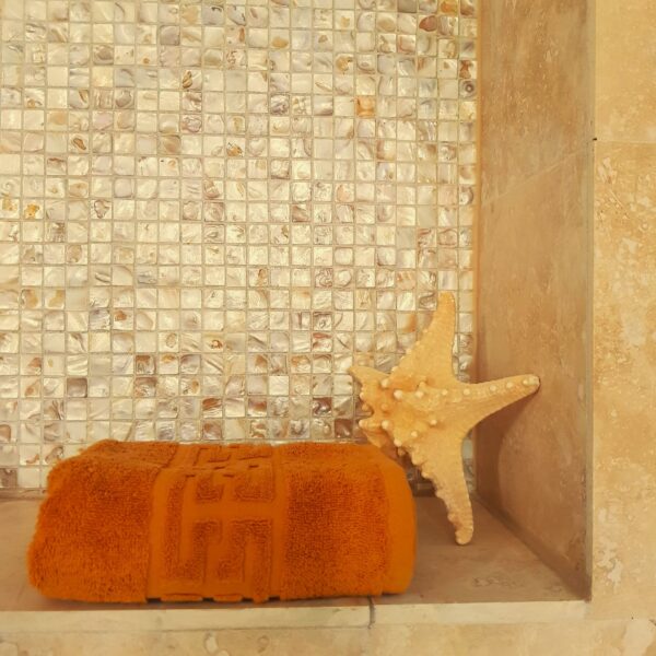 Prosop baie Greek Border Jacquard, 100% bumbac, 400 gr/mp - Mustar