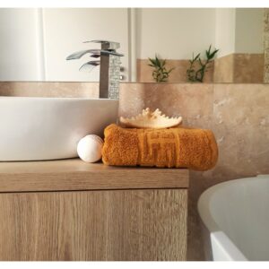 Prosop baie Greek Border Jacquard, 100% bumbac, 400 gr/mp - Mustar - imagine 2