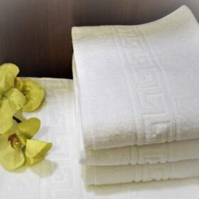 Pachet 6 prosoape baie pentru maini Greek Border, 100% bumbac, 30x50 cm, albe