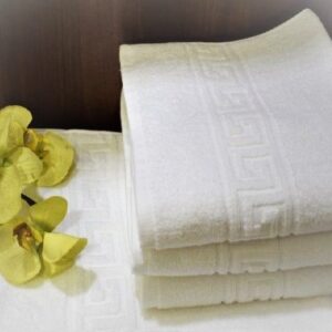 Pachet 6 prosoape baie pentru maini Greek Border, 100% bumbac, 30x50 cm, albe