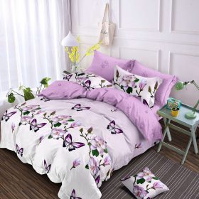 Lenjerie finet gros XXL cu cearceaf pat - Model floral si fluturi, 6 piese, YoYo, 11