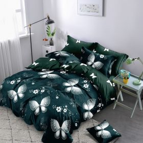 Lenjerie finet gros XXL cu cearceaf pat - Model fluturi, 6 piese, YoYo, 12