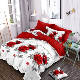 Lenjerie finet gros XXL cu cearceaf pat - Model floral, 6 piese, YoYo, 17