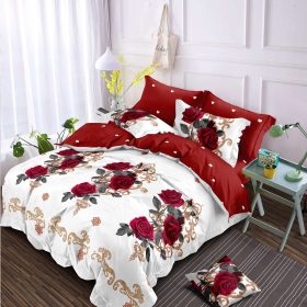 Lenjerie finet gros XXL cu cearceaf pat - Model floral, 6 piese, YoYo, 18