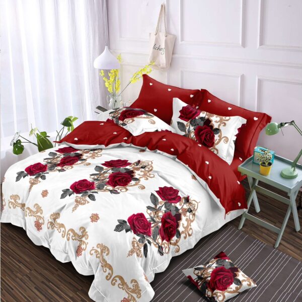Lenjerie finet gros XXL cu cearceaf pat - Model floral, 6 piese, YoYo, 18