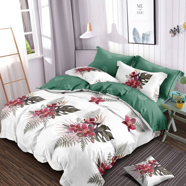 Lenjerie finet gros XXL cu cearceaf pat - Model floral, 6 piese, YoYo, 04