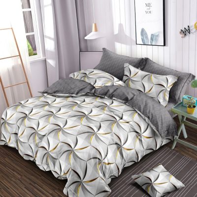 Lenjerie finet gros, XXL cu cearceaf pat - Model geometric, 6 piese, YoYo, 26