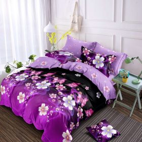 Lenjerie finet gros, XXL cu cearceaf pat - Model floral, 6 piese, YoYo, 30