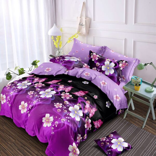 Lenjerie finet gros, XXL cu cearceaf pat - Model floral, 6 piese, YoYo, 30