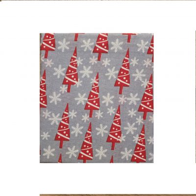 Fata de masa 150x220 cm, 100% bumbac, decor Craciun, gri cu brazi - imagine 2