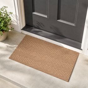 Covor de intrare antiderapant - zig zag uni - 45x75 cm - bej