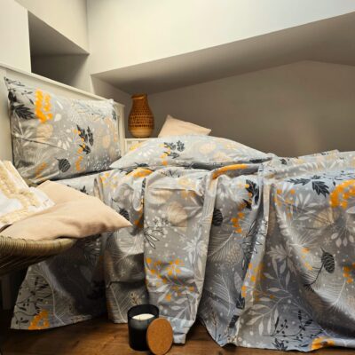 Pachet cearceaf de pat 220x240 + 2 fete de perna 50x70 cm, tesatura clasica neteda, 100% bumbac, 011