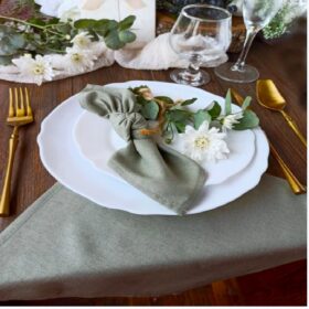 Pachet servete de masa 100% bumbac, creton - 30x40 cm, gri light - 12 buc
