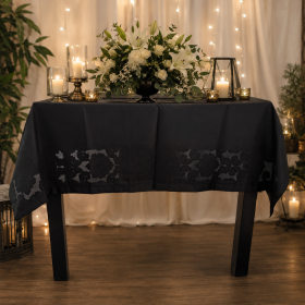 Fata de masa jacquard Gloria, impermeabila, 160x220 cm, negru