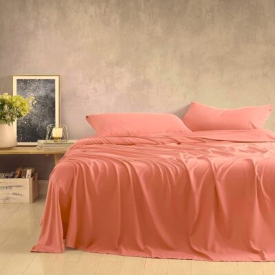 Cearceaf de pat Kotonia Home, 100% bumbac, Olandina color, 220x240 cm, somon - imagine 6