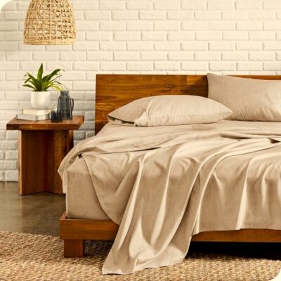 Cearceaf de pat Kotonia Home, 100% bumbac, Olandina color, 220x240 cm, cappuccino - imagine 5