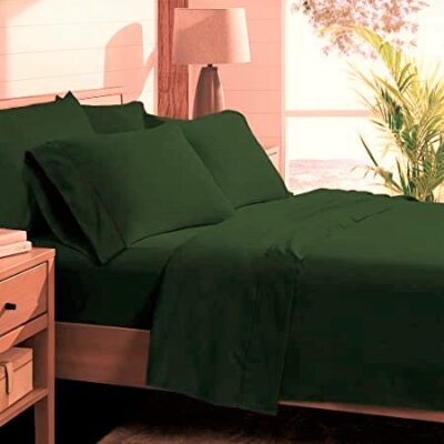 Cearsaf de pat Kotonia Home, 100% bumbac, Olandina color, 220x240 cm, verde army - imagine 2