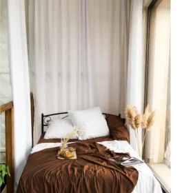 Cearceaf de pat Kotonia Home, 100% bumbac, Olandina color, 220x240 cm, maro