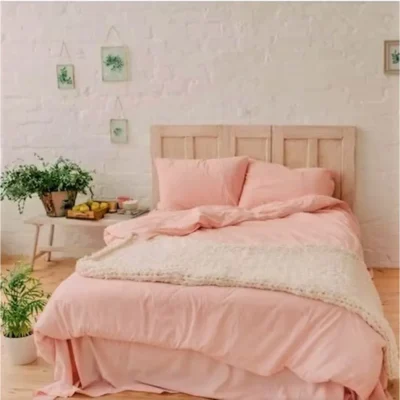 Cearceaf de pat Kotonia Home, 100% bumbac, Olandina color, 220x240 cm, somon - imagine 4