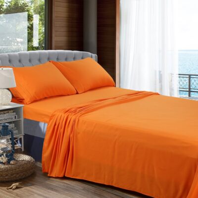 Cearceaf de pat Kotonia Home, 100% bumbac, Olandina color, 220x240 cm, orange - imagine 2
