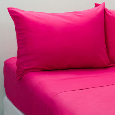 Cearceaf de pat Kotonia Home, 100% bumbac, Olandina color, 220x240 cm, fuxia - imagine 2