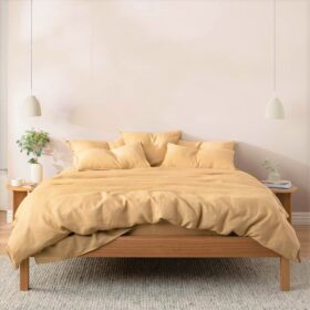 Cearceaf de pat Kotonia Home, 100% bumbac, Olandina color, 220x240 cm, camel