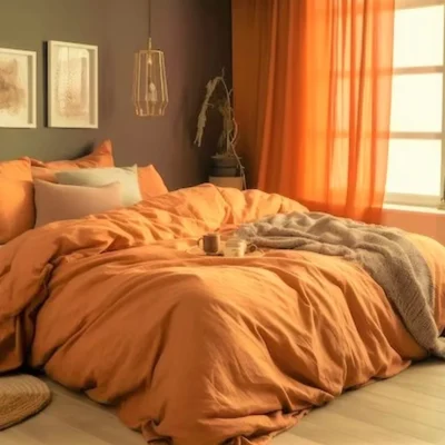 Cearceaf de pat Kotonia Home, 100% bumbac, Olandina color, 220x240 cm, orange