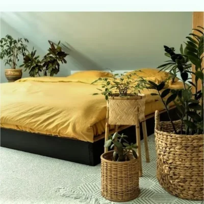 Cearceaf de pat Kotonia Home, 100% bumbac, Olandina color, 220x240 cm, galben - imagine 4