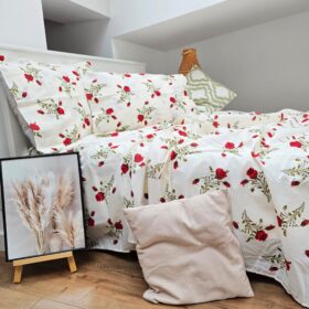 Pachet cearceaf de pat 220x240 + 2 fete de perna 50x70 cm, tesatura clasica neteda, 100% bumbac, 021